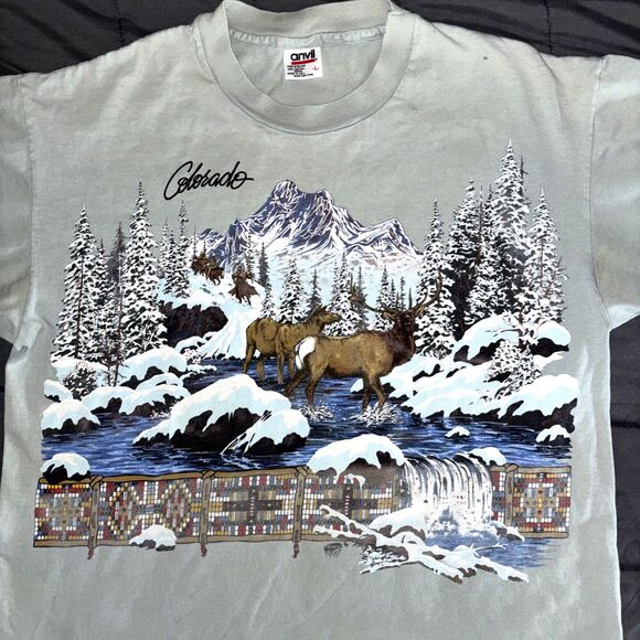 Anvil Other - VTG 90's Image West 1994 Anvil Colorado Elk T-Shirt Size Large Single Stitch USA